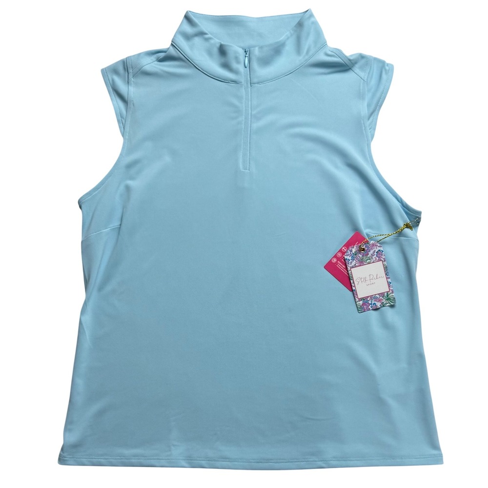 Stella Parker Sport Sleeveless Polo Top Crystal Blue XS UPF 50 Golf, Tennis‎ New